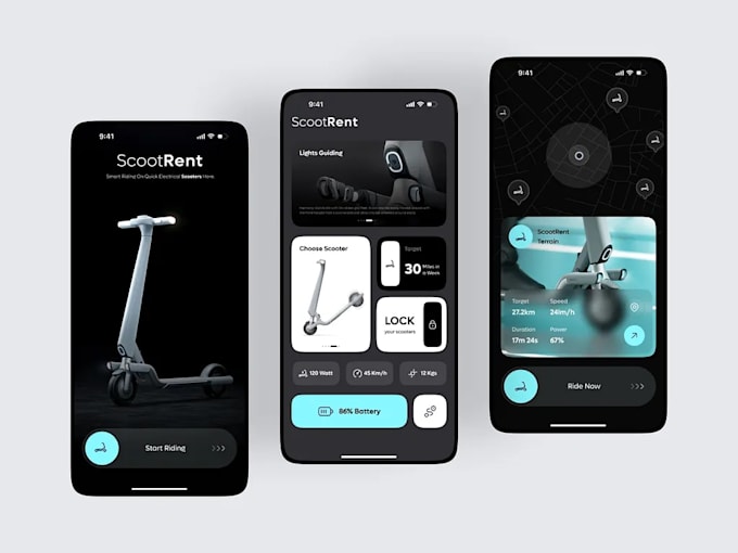 develop e scooter app ev charging app ridesharing app gps tracking app ebike app
