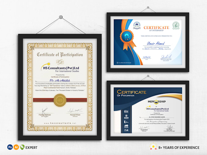 do professional certificate design, diploma, or appreciation