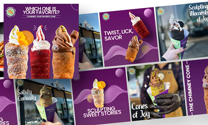 design bakery, restaurant and cafe social media posts