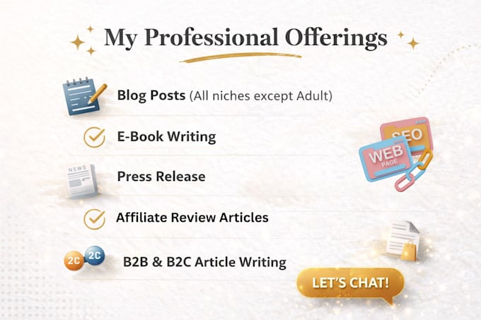 write high quality SEO blog posts and website content for you
