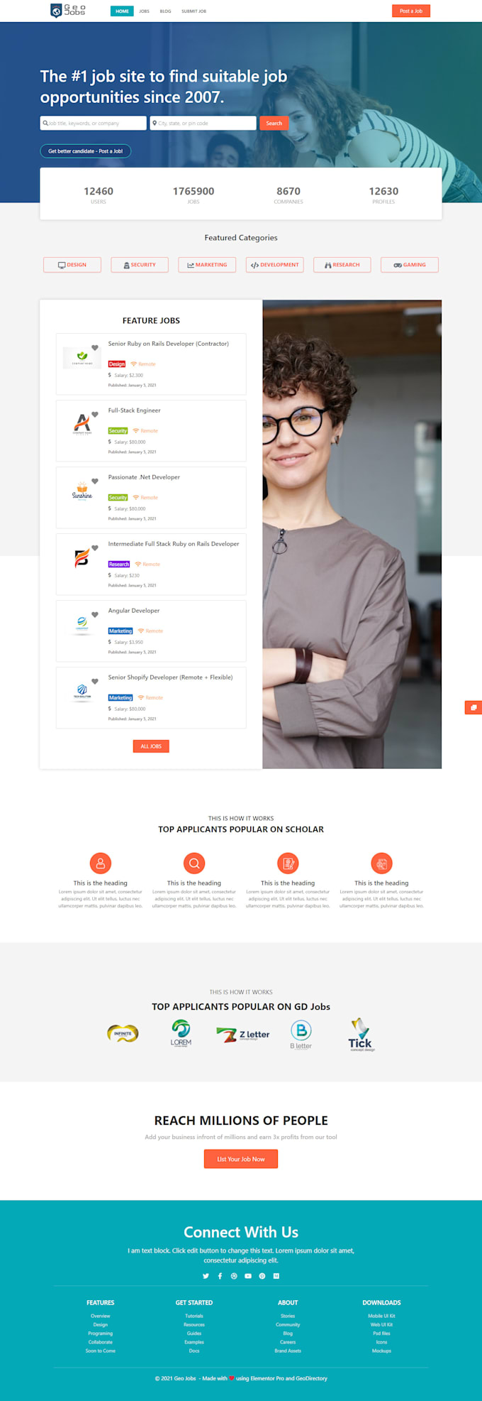 develop a professional directory listing website