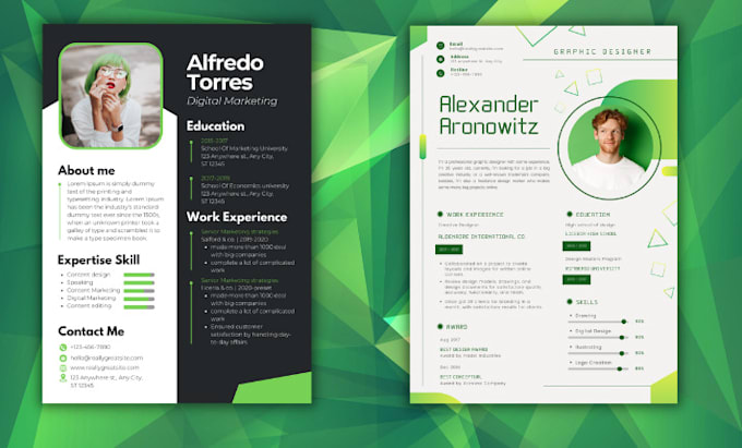 design a professional resume, cv, cover letter template