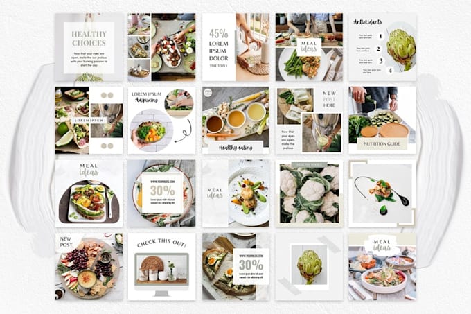 provide 100 food instagram posts template on canva