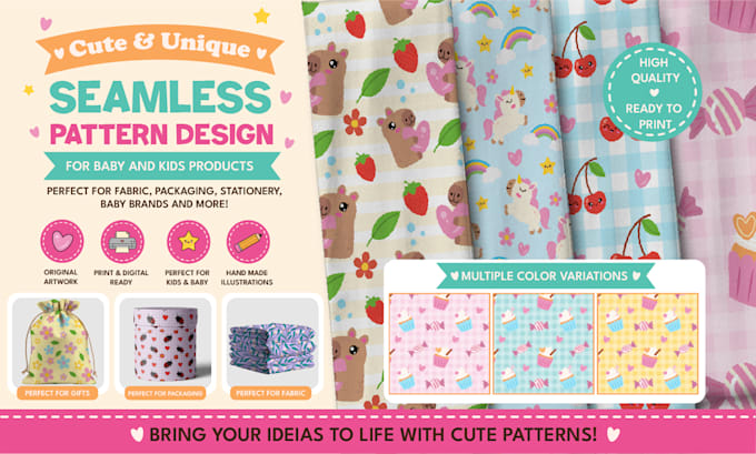 design cute seamless patterns for baby and kids products