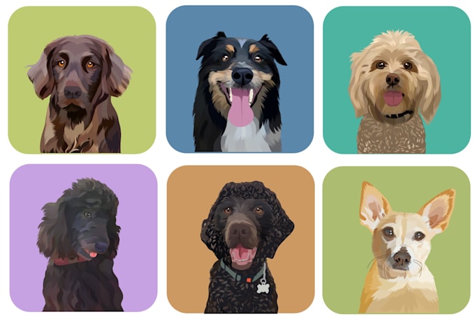 draw your pets, dog or any animal to cartoon vector portrait