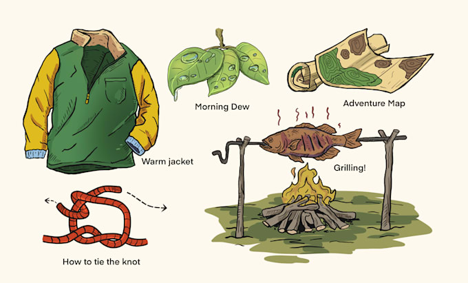do illustration about outdoor camping survival bushcraft