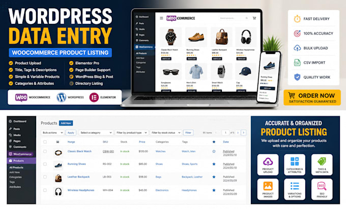 upload products to woocommerce, wordpress or shopify store