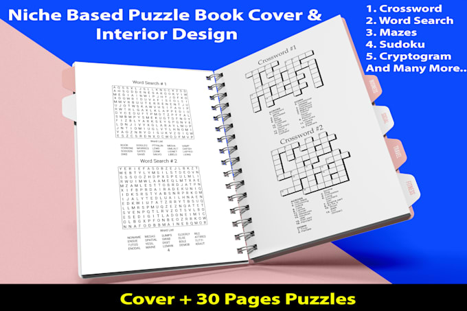 Create word search sudoku crossword cryptogram mazes puzzle book for