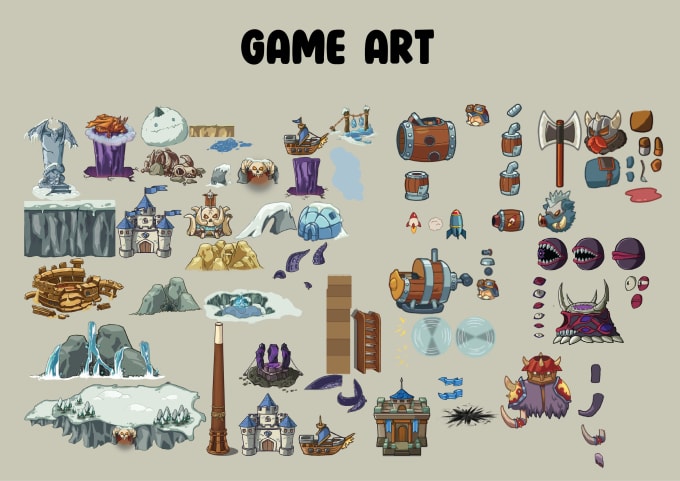 create stunning 2d game assets, props, icons