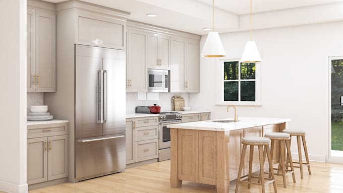 do living dining and kitchen 3d model and render fast