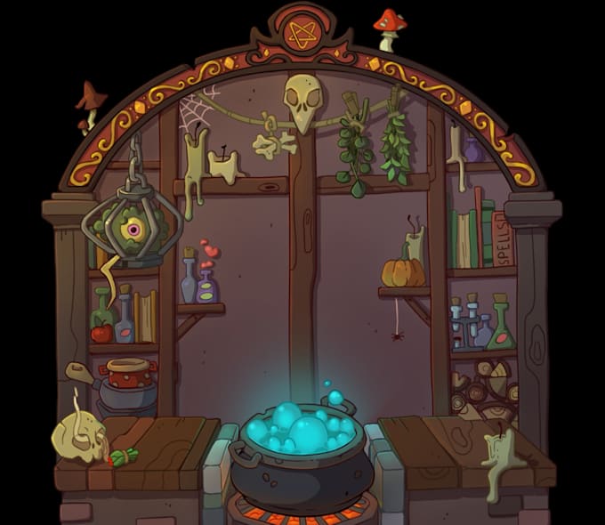 create flat cartoony location, shop, building, object