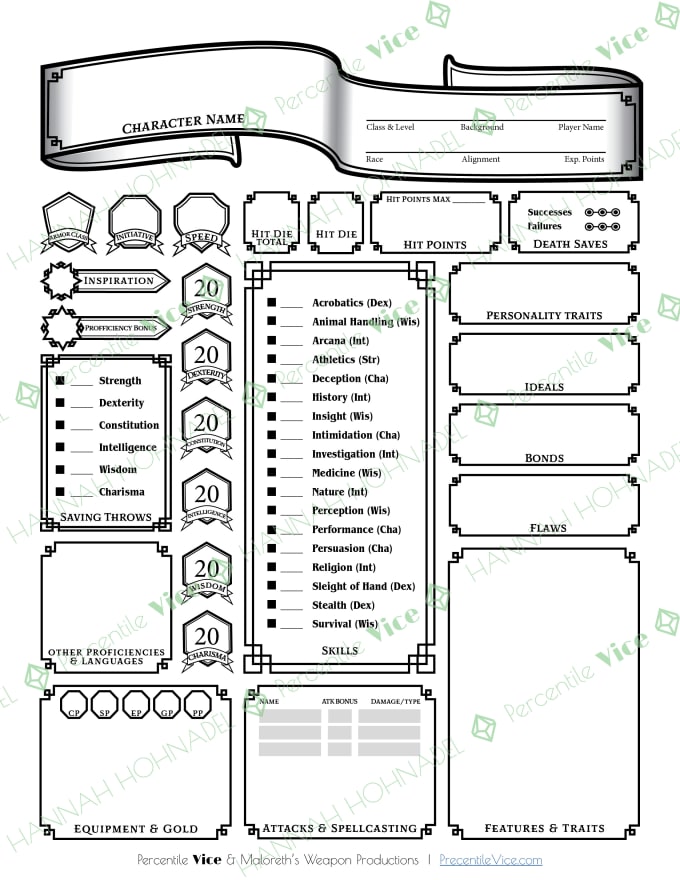 Create a custom ttrpg character sheet by Hhohnadel | Fiverr