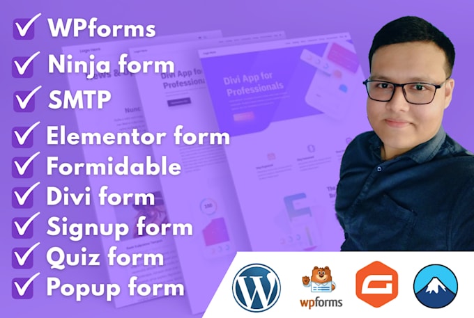 create or fix wordpress contact form 7, gravity form, smtp, wpforms