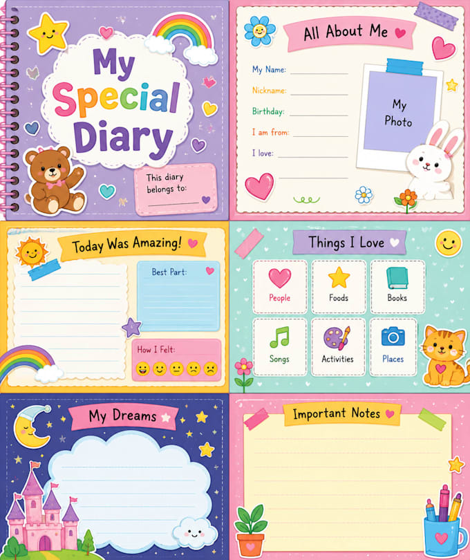 create a coloring book, story book, scrapbook