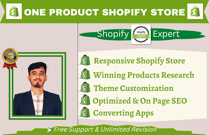 create one product shopify store, dropshipping store