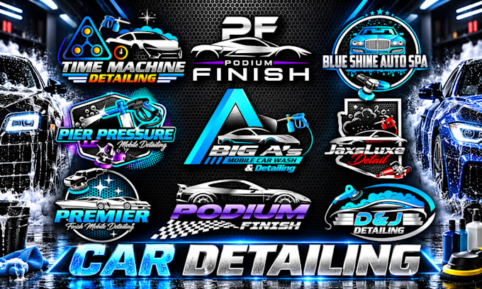 make modern auto detailing, car wash, mobile wash logo