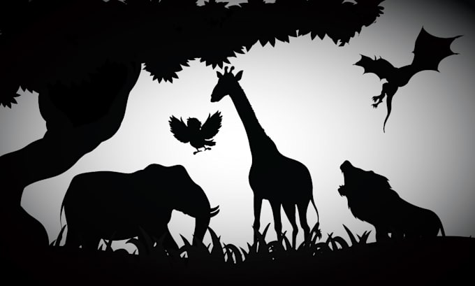 create animal and any object into silhouette vector