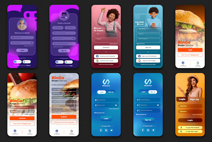 Design mobile app login and signup page ui ux by Slsmarthub | Fiverr