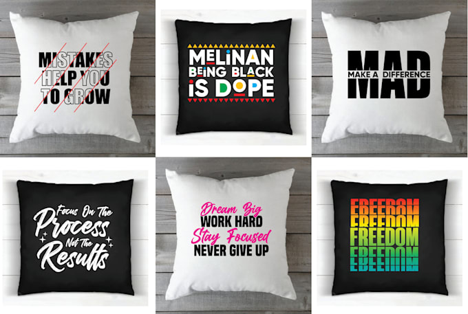 do custom trendy graphic pillow typography designs
