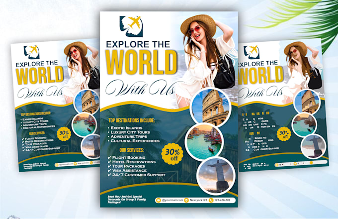 create stunning travel flyer, tourism and holiday poster design
