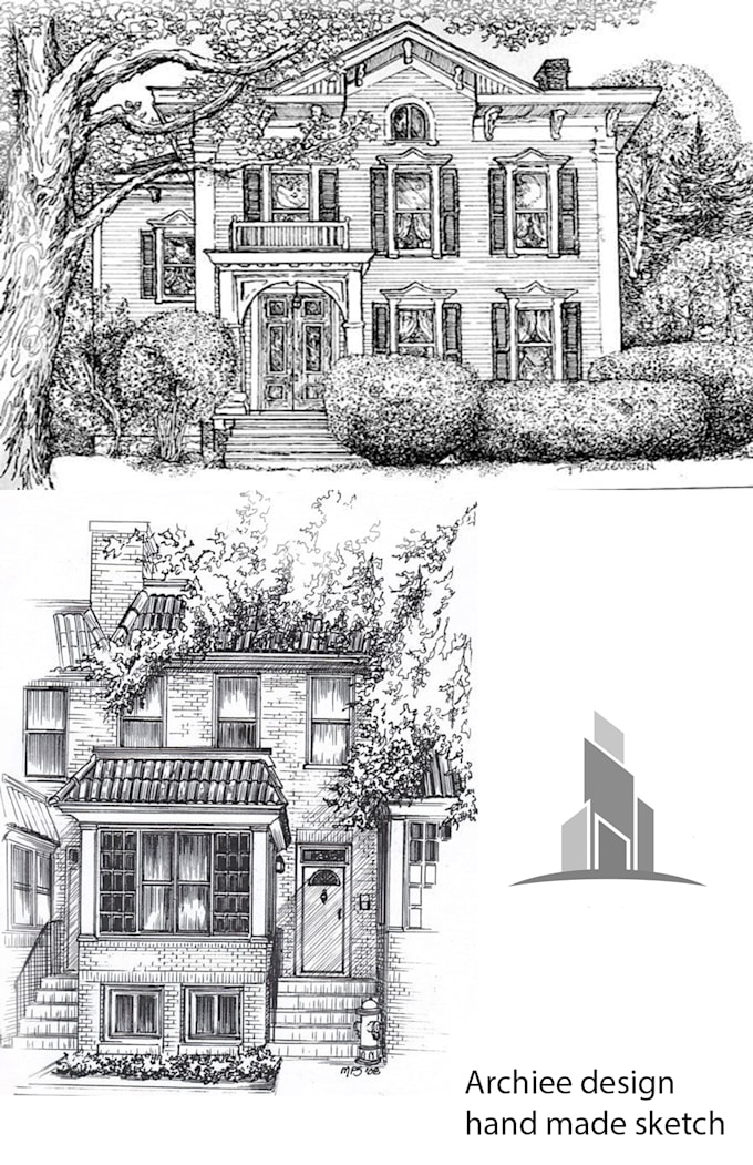 Convert your architectural render into pencil and ink sketch by