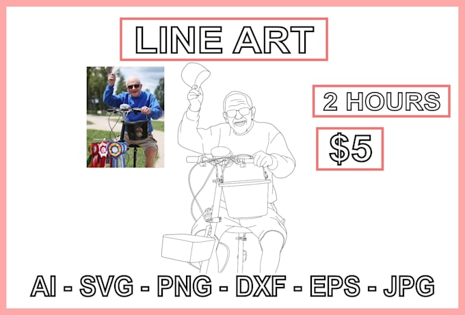 create a vector line art any product outline drawing illustrations 24hour