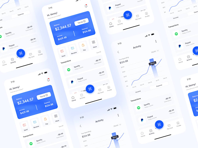 design mobile app UI and prototype using figma
