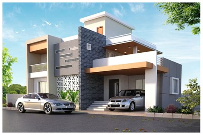 render exterior building 3d architecture visualization