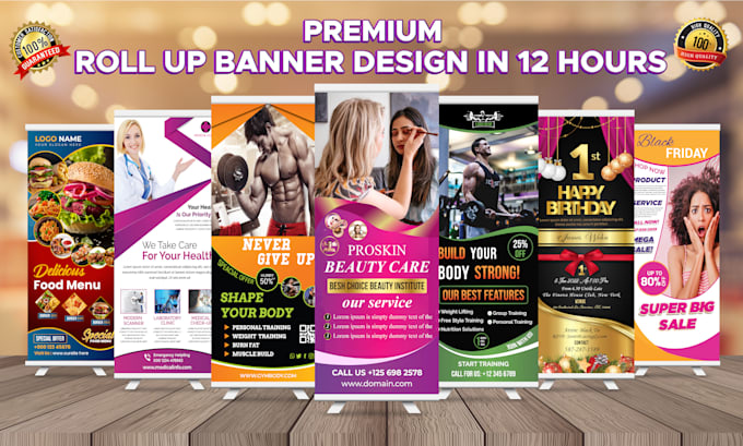 design roll up banner, retractable banner, pull up, or signage