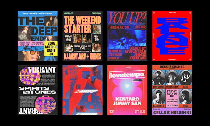 make poster design for your event in unique grunge style