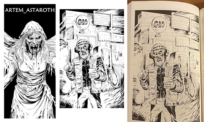 draw your book in digital line art in vintage pulp magazine style