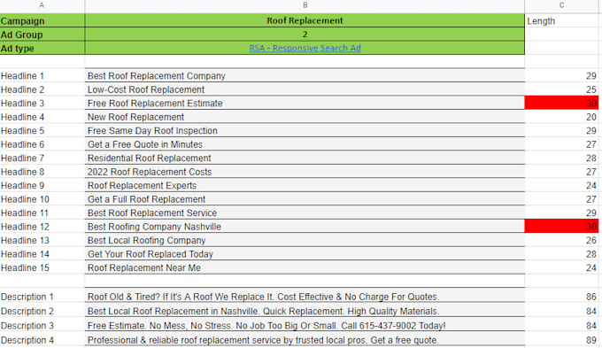 write ad copy for google search ads, responsive search ads, and PPC campaigns