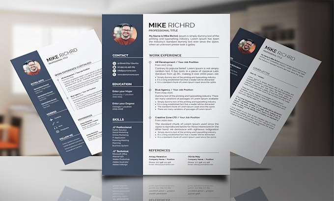 perform your professional resume design or CV template