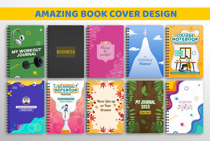 design notebook, journal, and planner cover with free mockup