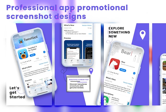 design professional app screenshots for play store and app store