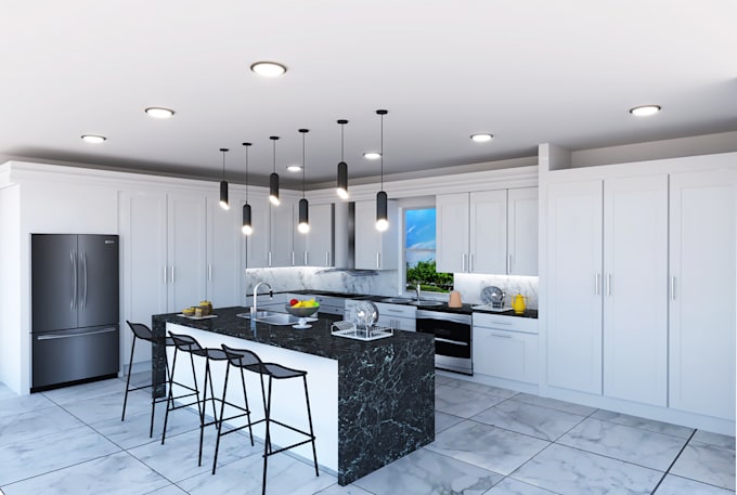 design kitchen interior,3d rendering