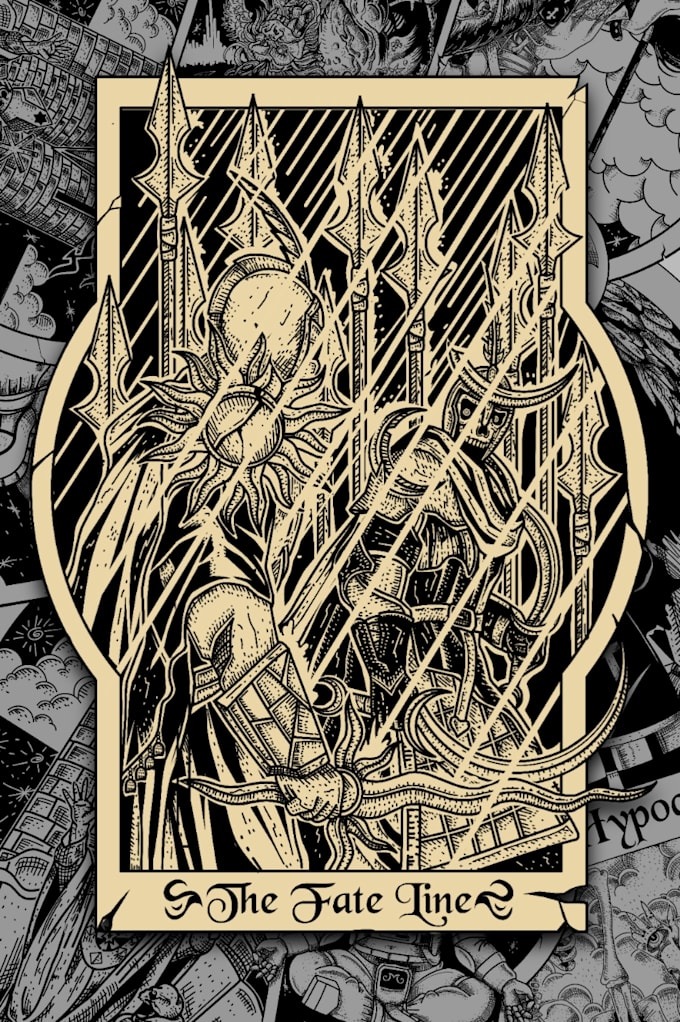 draw retro vinatge tarot card style