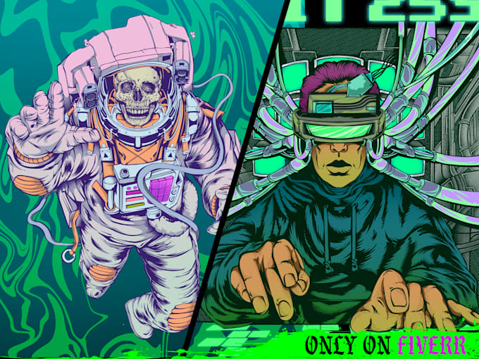 do badass psychedelic designs for tshirt and merchandise