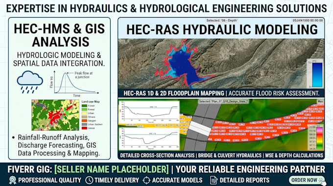 provide hydraulics and hydrological engg solutions using hec ras, hec hms or gis