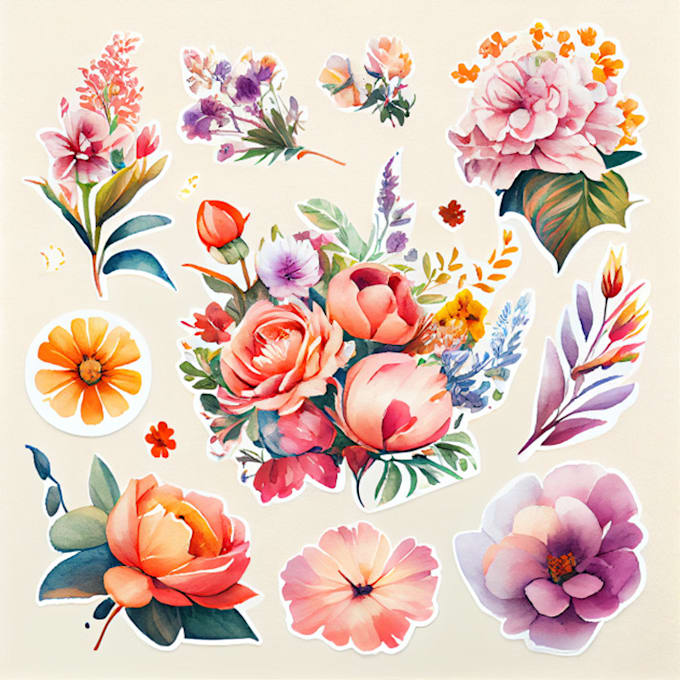 Create digital floral and nature elements stickers by Gabrielakocsis