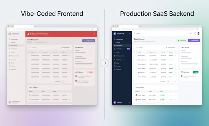 build mern stack, saas app, full stack web app, finish vibe coded mvp