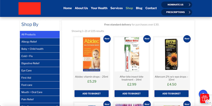 design pharmacy website, store with ecommerce functionality