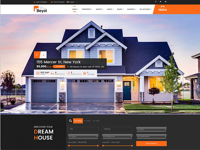develop a modren real estate website in wordpress