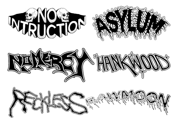 design logo font hardcore band, typeface manual drawing for your band or brand