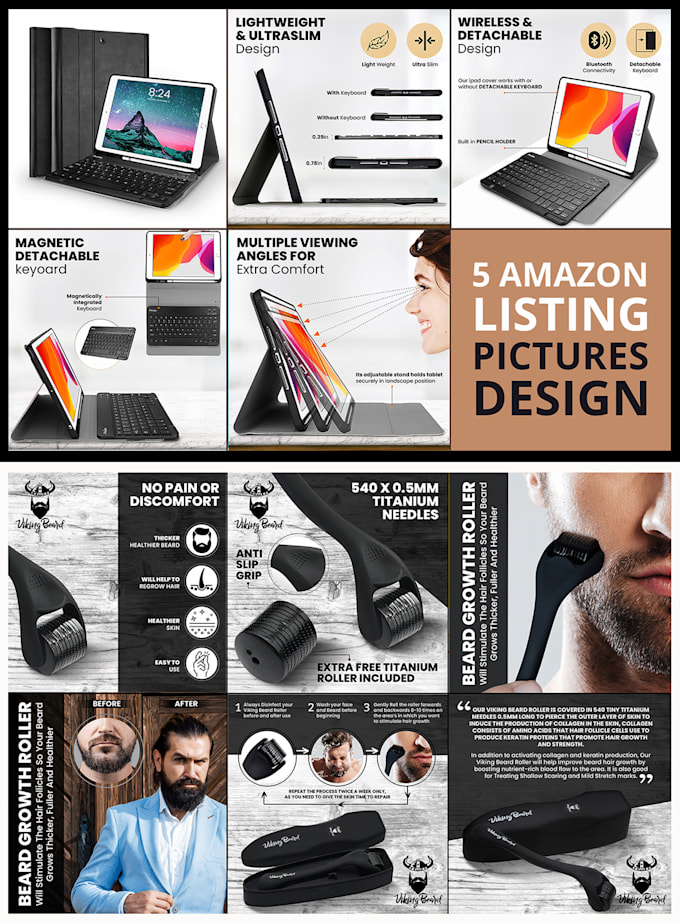 design amazon listing pictures, amazon infographics and do image editing, ebc