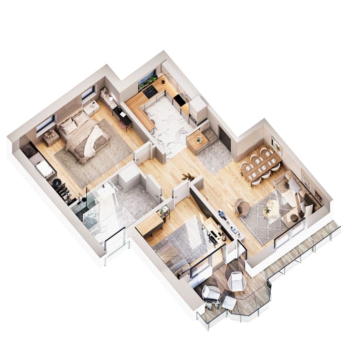 create 3d floorplan render, interior, exterior