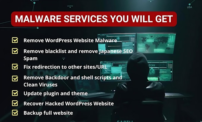 do wordpress malware removal, recover hacked website, and do website security