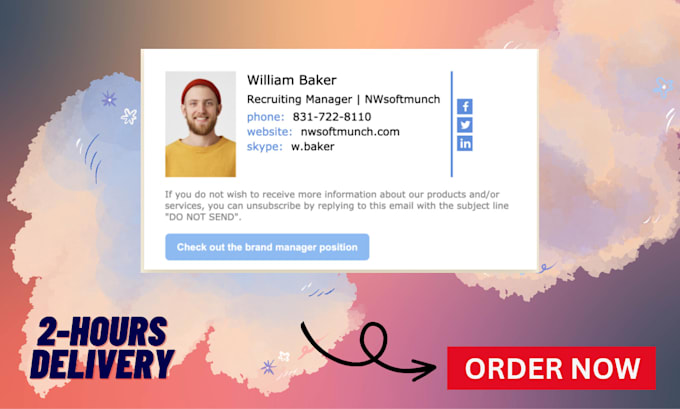 make a clickable HTML email signature for gmail, outlook etc