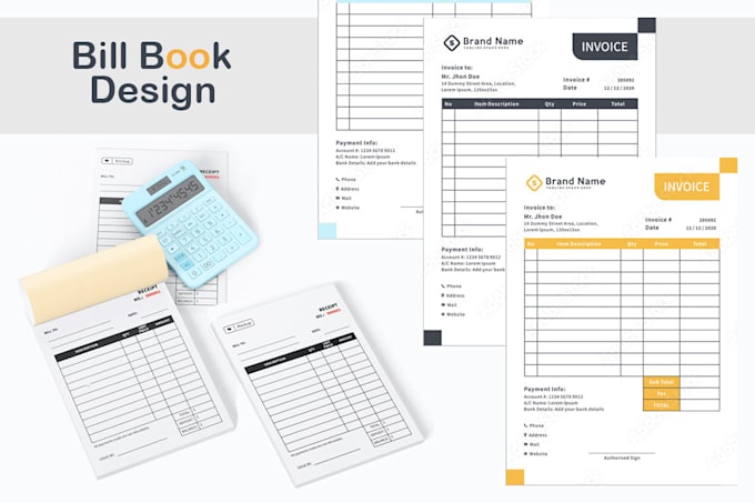design bill book, receipt, or quote