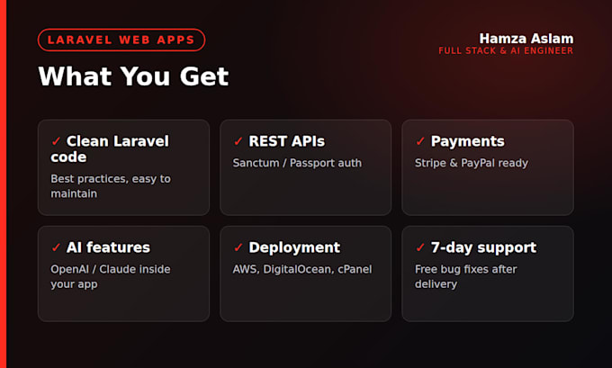 develop, fix or upgrade your laravel web application